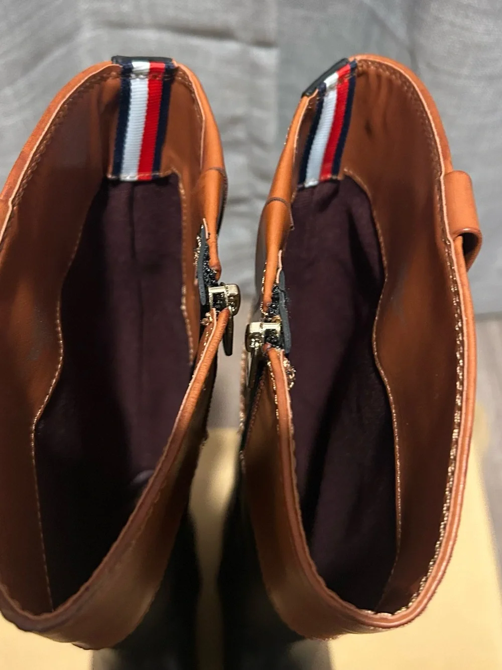 Tommy Hilfiger Black and Brown Tall Fold-Over Riding Boots